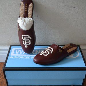 NIB New Gucci Agnello SF Giants Leather Slippers